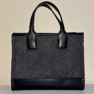Kurt Geiger Black and Gray Quilted Denim Tote- NWT Small Surrey Tote Bag